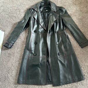 Vintage Moda International• Y2K leather trench coat